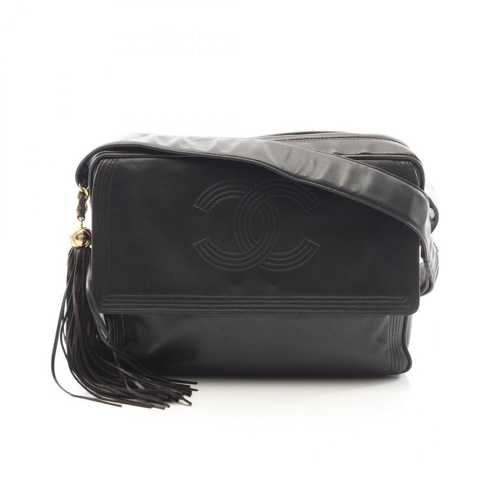 Chanel Coco Mark Shoulder Bag/Handbag, Lambskin Leather, Women's, Black